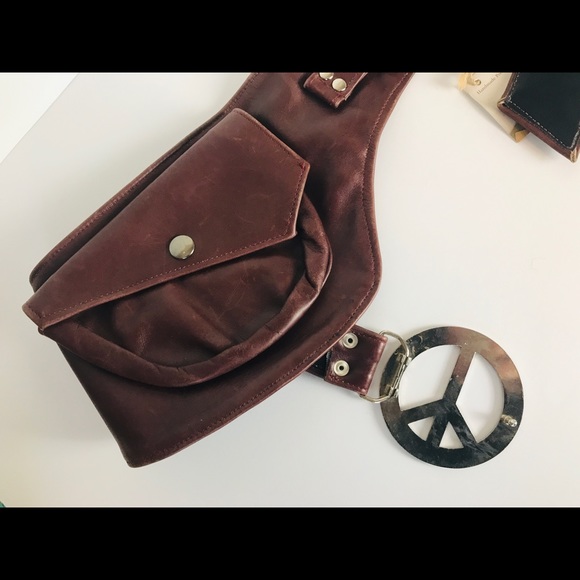 Brown Leather Belt Bag, Burning Man Festival Bag - Picture 3 of 6